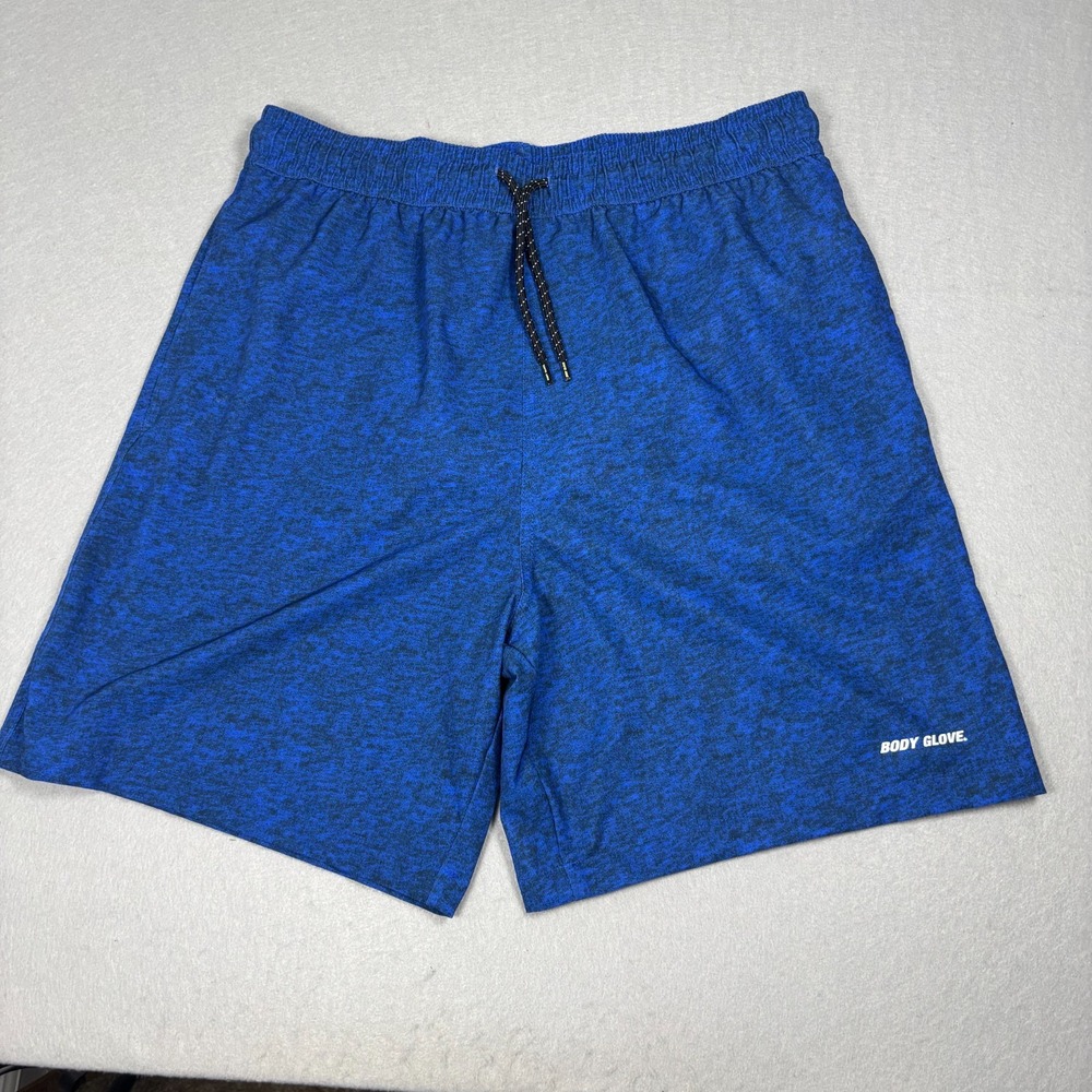 Body Glove Men's Athletic Shorts Blue Heathered Knit Lined Size M Medium